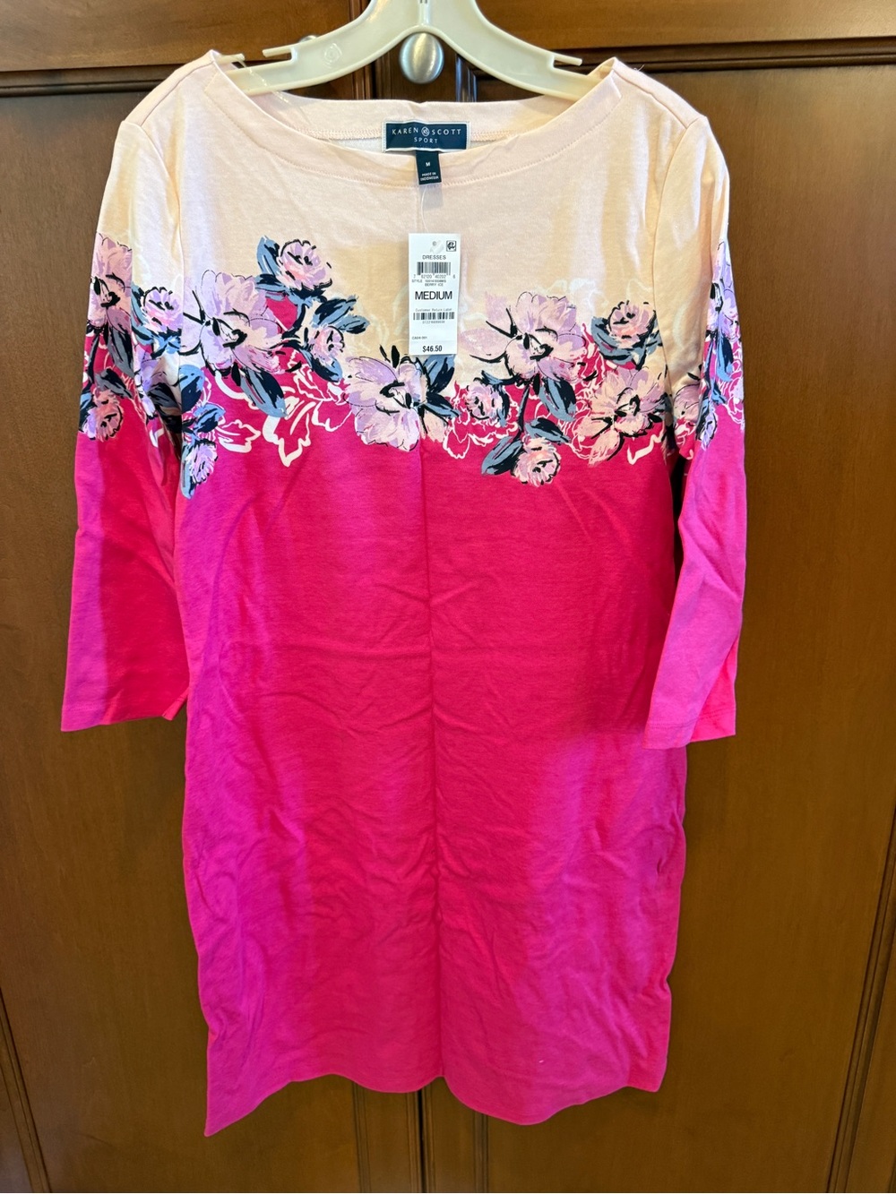 Karen Scott Pink Floral-Accent Women's Tunic